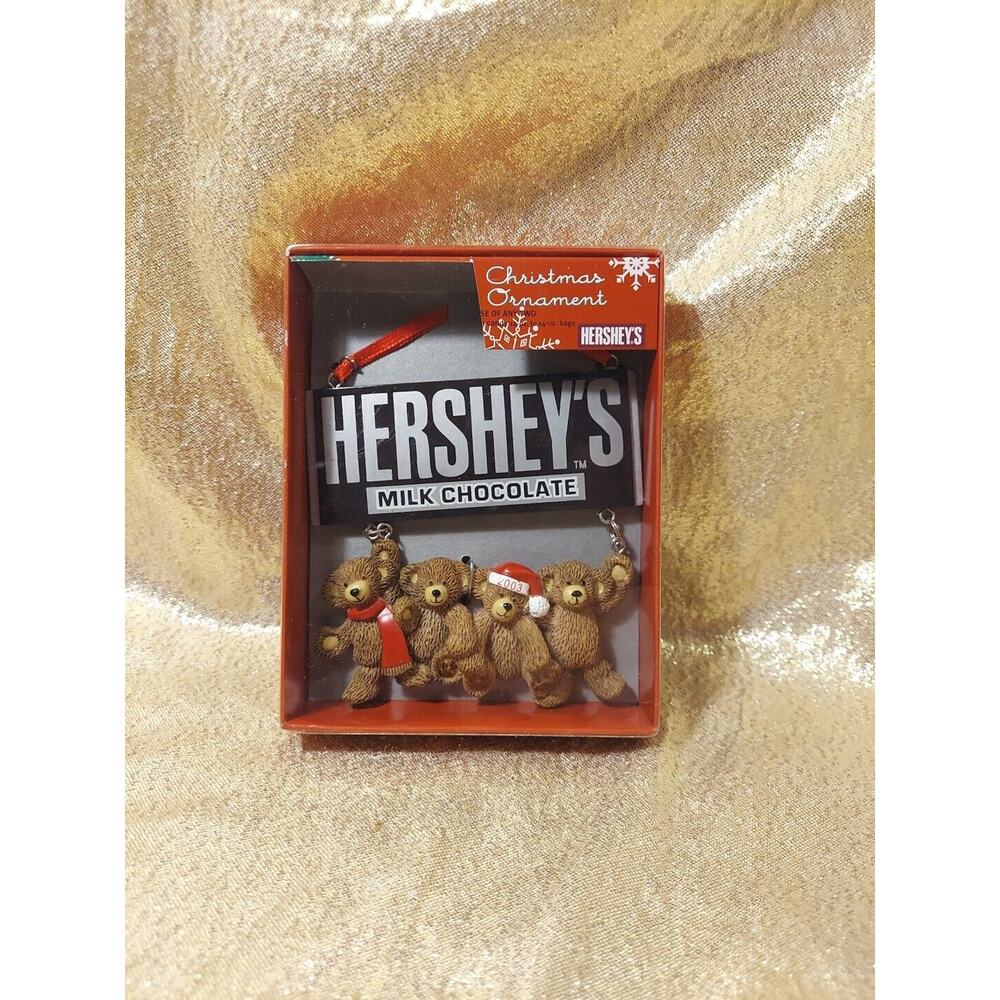 Hershey’s Chocolate Bar & Teddy Bears Christmas Tree Ornament 2003 Target W/Box